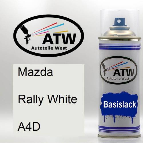 Mazda, Rally White, A4D: 400ml Sprühdose, von ATW Autoteile West.